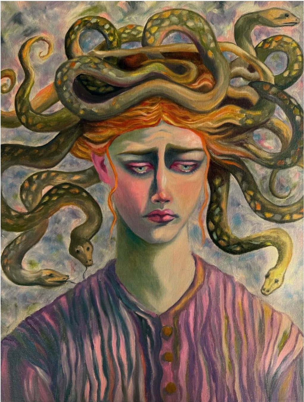 Painting of a woman with snakes for hair