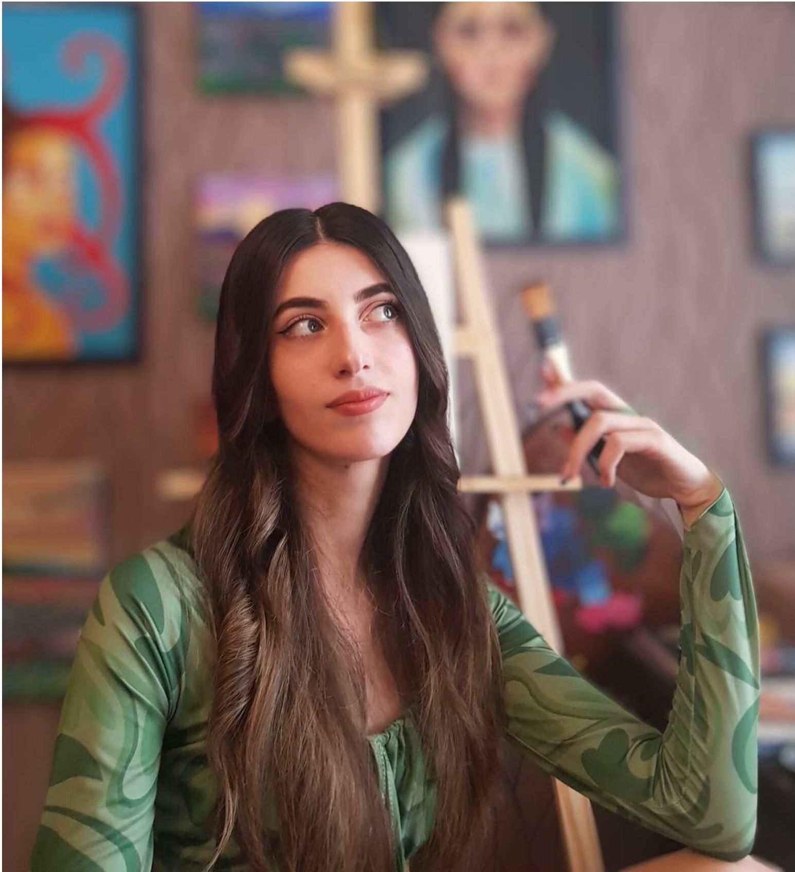 Portrait of the artist Mari Abramishvili in her studio
